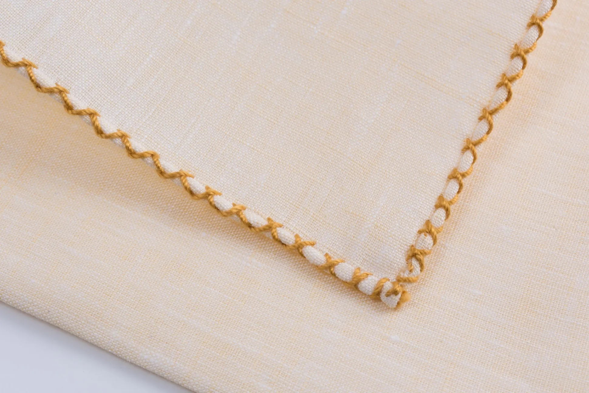 Yellow X-Stitch Edge Linen Pocket Square