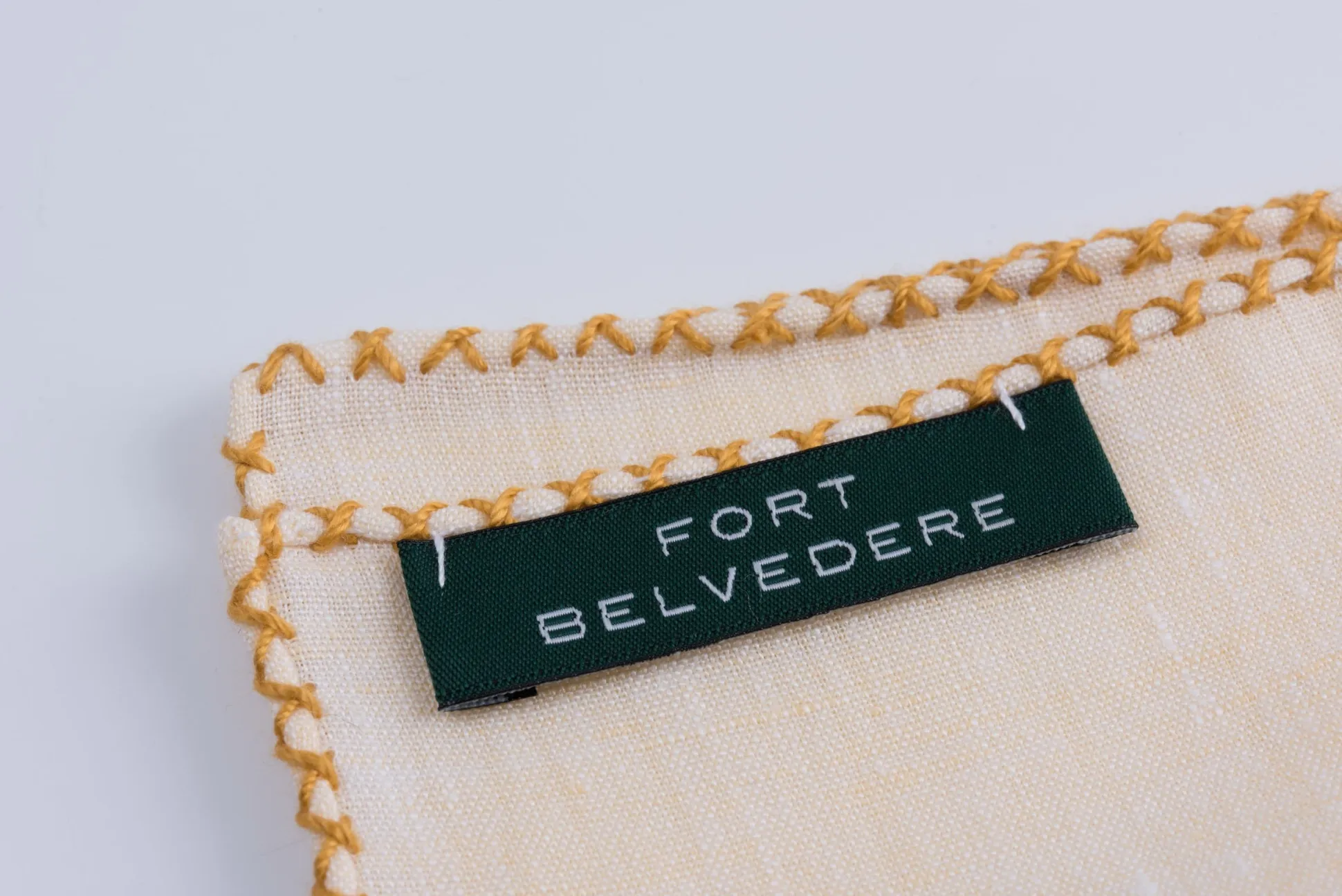 Yellow X-Stitch Edge Linen Pocket Square