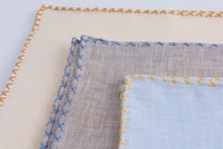 Yellow X-Stitch Edge Linen Pocket Square