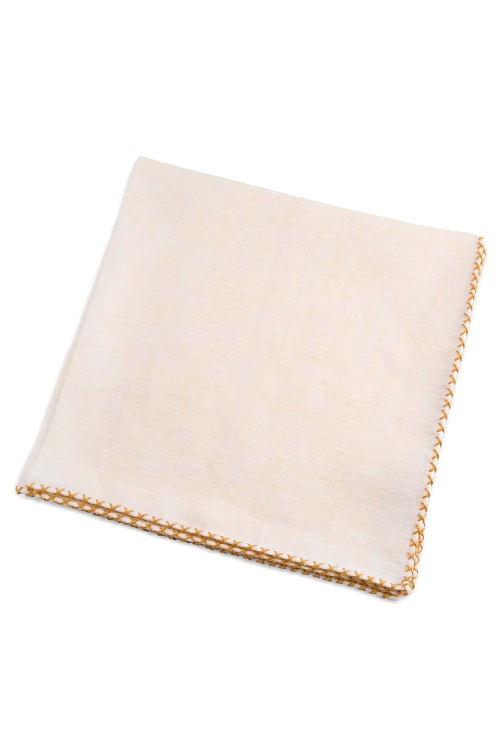Yellow X-Stitch Edge Linen Pocket Square