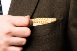 Yellow X-Stitch Edge Linen Pocket Square