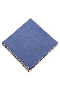 Yellow X-Stitch Edge Soft-Washed Denim Pocket Square