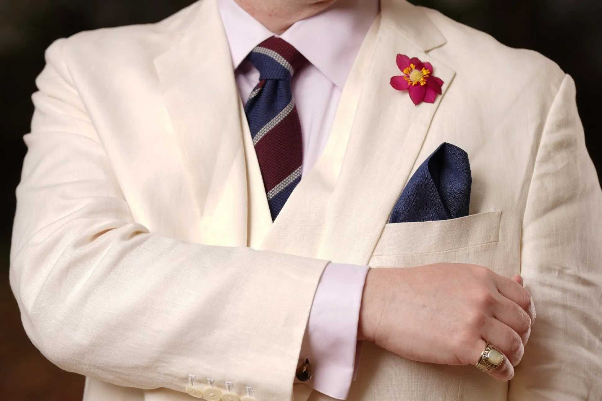 Yellow X-Stitch Edge Soft-Washed Denim Pocket Square