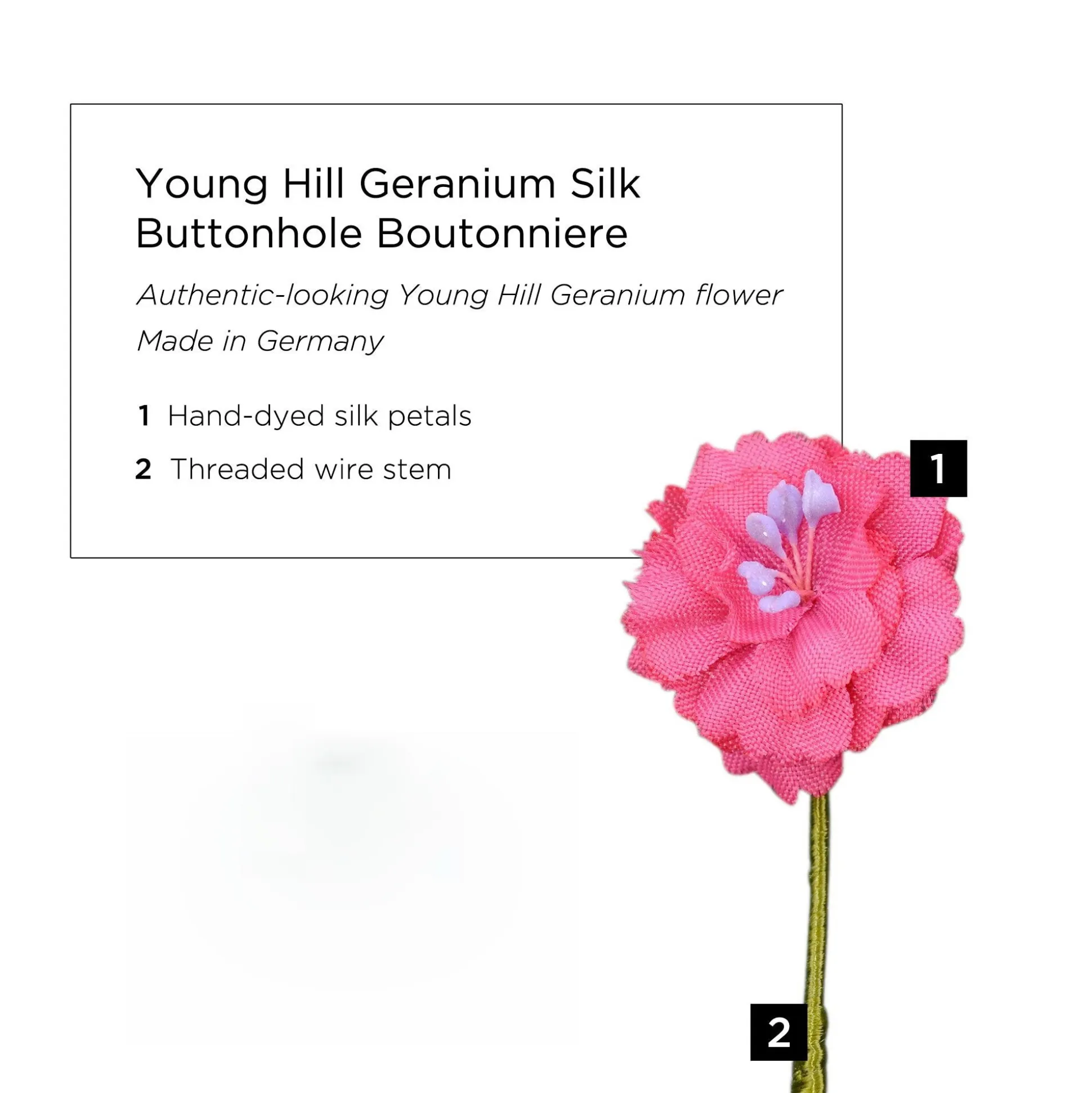 Young Hill Geranium Silk Boutonnière Flower
